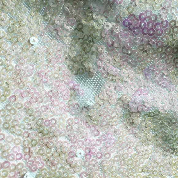 PrettyLittleThing: Iridescent, White, Sequin Wide Leg Trousers - Picture 5 of 5